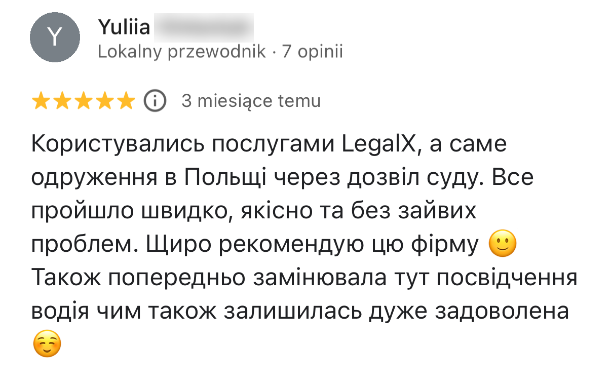 Yuliia V. — Шлюб у Польщі